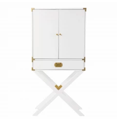 30" White Corner Display Stand With One Shelf And One Drawer