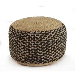 18" Tan Jute Ottoman