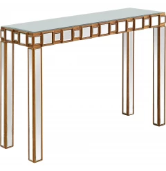 43" Gold Mirrored Glass Console Table