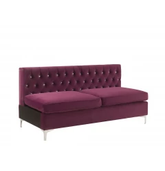 69" Burgundy Velvet Modular Sofa With Silver Legs