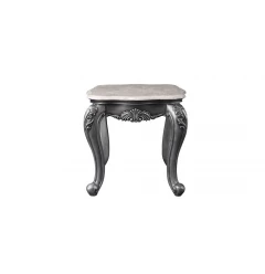 24" Gray And White Marble And Polyresin Rectangular End Table