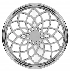 26" Silver Aluminum Open Lattice Round Top End Table