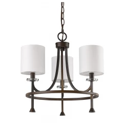 Kara 3-Light Oil-Rubbed Bronze Chandelier With Fabric Shades And Crystal Bobeches