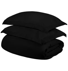 Black King Cotton Blend 300 Thread Count Washable Duvet Cover Set