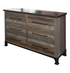 61" Brown Solid Wood Six Drawer Double Dresser