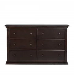 56" Espresso Solid and Manufactured Wood Six Drawer Double Dresser