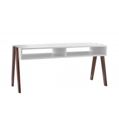 Modern Retro White And Walnut Finish Coffee Table