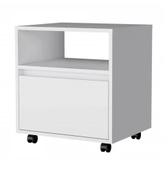 21" White One Drawer Nightstand With Integrated Tech