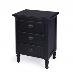 Classic Black 3 Drawer Nightstand