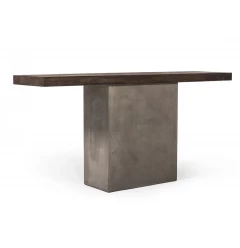 63" Brown and Gray Solid Wood Pedestal Console Table