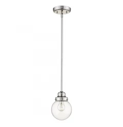 Silver Metal Hanging with Round Clear Glass Shade