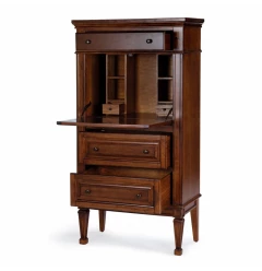 28" Brown Rubberwood Solid Manufactured Wood Secretary Desk With Three Drawers