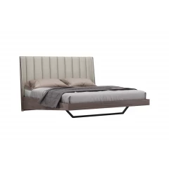 King Grey Upholstered Faux Leather and Ivory Gloss Bed Frame