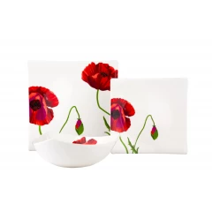 Bone china service for six with salad plate featuring flower and plant designs