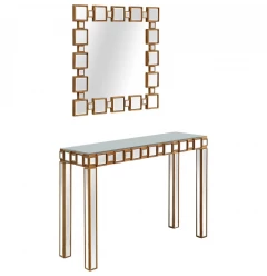43" Gold Mirrored Glass Console Table