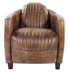29" Brown Faux Leather Distressed Club Chair