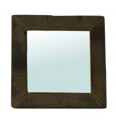 Petite Dark Brown Reclaimed Wood Wall Mirror