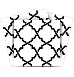 4" X 4" Black and White Quatrefoil Peel and Stick Tiles