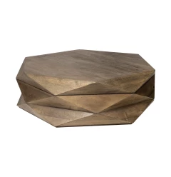 48" Brown Solid And Manufactured Wood Hexagon Coffee Table