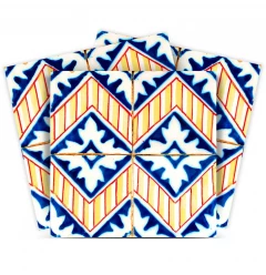 5" X 5" Blue Yellow Zig Peel and Stick Tiles