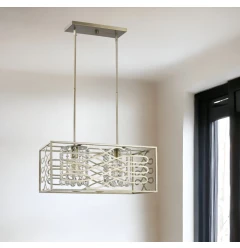 Brax 2-Light Washed Gold Island Pendant With Crystal Accents
