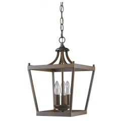 Vintage Brown Metal Tapered Hanging Light