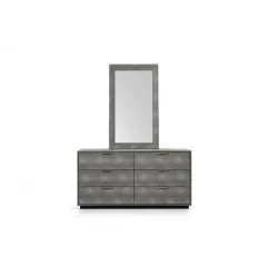 Stylish manufactured wood six drawer double dresser for bedroom storage