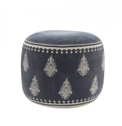 18" Blue 100% Cotton Ottoman