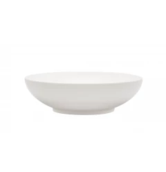 White porcelain service set with six bowls for tableware and serveware