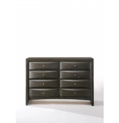 Gray oak rubber wood dresser with spacious drawers for bedroom storage