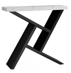 36" Gray and Black Abstract Console Table With Shelves