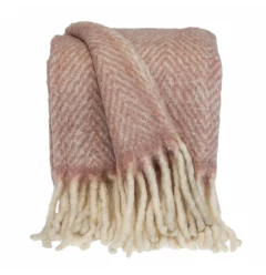 Pink Knitted Acrylic Abstract Reversable Throw