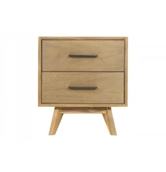 Natural Light Mocha Contemporary Nightstand with Two Drawers