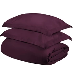 Plum Twin Cotton Blend 400 Thread Count Washable Duvet Cover Set