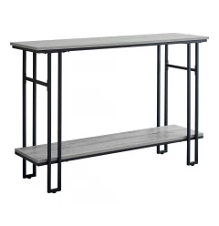 47" Gray and Black Frame Console Table With Shelves