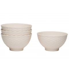 Four weave stoneware service set with four bowls including tableware dishware and pottery