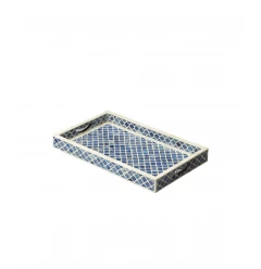 Blue Quatrefoil Bone Inlay Serving Tray