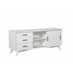 64" White Mahogany Solids Okoume And Veneer Open Shelving TV Stand