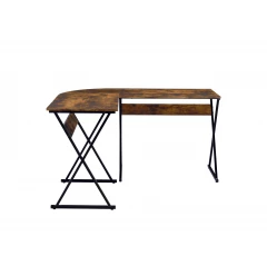 50" Brown and Black L Shape Writing Desk