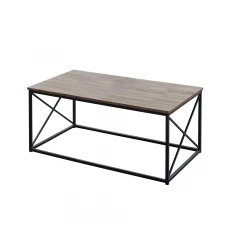 Set of Three 42" Beige And Black Metal Coffee Table