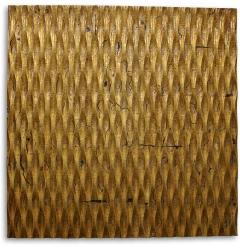 36" X 36" X 1" Raw Wood Look Gold Finish Square Wall Art