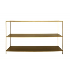 60" Brass Iron Console Table With Shelves