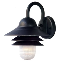 Matte Black Three Tier Lamp Shade Outdoor Wall Light