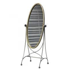 23" Black Round Framed Cheval Standing Mirror