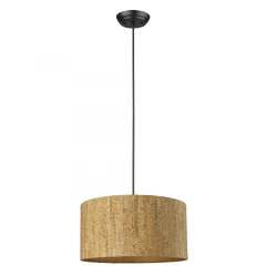 Matte Black Cork Shade Modern One Light Hanging Pendent Lamp