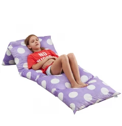 26" Purple and White Microfiber Polka Dots Pouf Cover