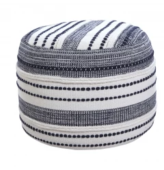 18" Blue 100% Cotton Ottoman