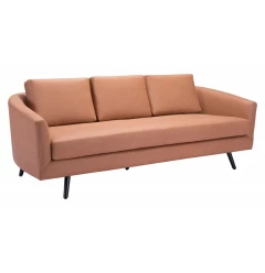 79" Brown And Black Faux Leather Sofa
