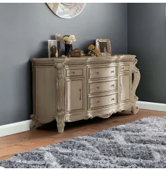 69" Pearl Solid and Manufactured Wood Five Drawer Triple Dresser