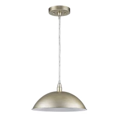 Silver Metal Hanging Light with Dome Shade